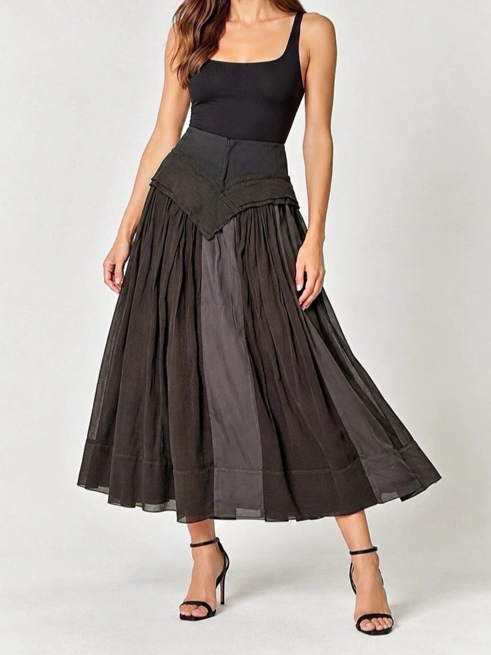 NWT 3.1 Phillip Lim Flou black layered full skirt with peplum, 4